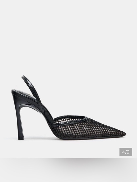 Zara Shoes - Zara Black Mesh Pointed Toe Slingback Heels